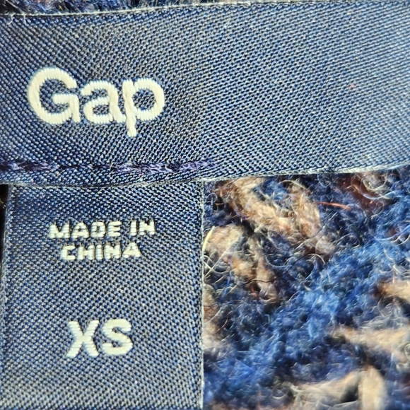 Gap Lamb's Wool Navy & Tan Open Front Cardigan Size XSmall - Picture 5 of 7